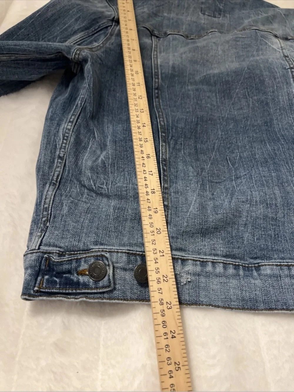 Light Wash Denim Jacket Small Cropped Trucker Boho Festival Coachella - Picture 7 of 8